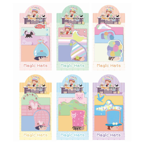 Merry Sticky Notes，Cartoon Sticky Notes，page tags, Student Classification，Handheld materials，Vertical stacking style