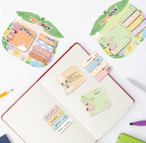 Merry Sticky Notes，Cartoon Sticky Notes，page tags, Student Classification，Handheld materials