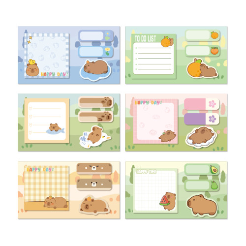 Capybara Sticky Notes，Cartoon Sticky Notes，Vertical envelope, page tags, Student sticky notes