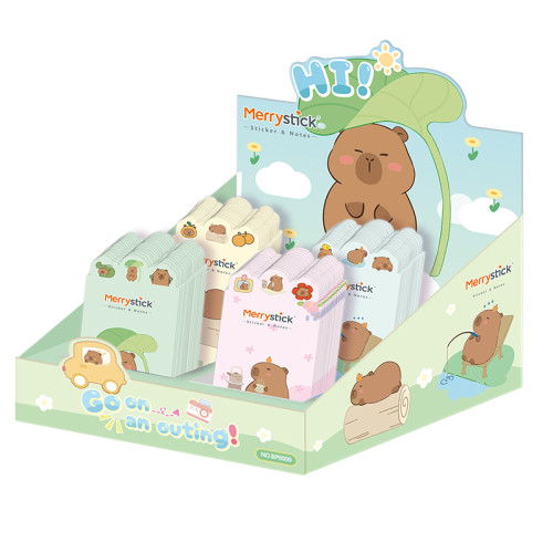 Capybara Sticky Notes, Cartoon Memo Pad, Four fold sticky note book，Combination sticky notes
