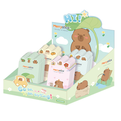 Capybara Sticky Notes, Cartoon Memo Pad, Four fold sticky note book，Combination sticky notes