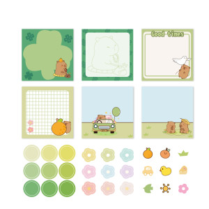Capybara Memo Notes, Hand notes, student Hand account materials，Cartoon memo notes, free stickers