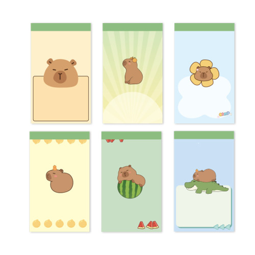 Capybara Memo Notes, Hand notes, student Hand account materials，Cartoon memo notes, free stickers