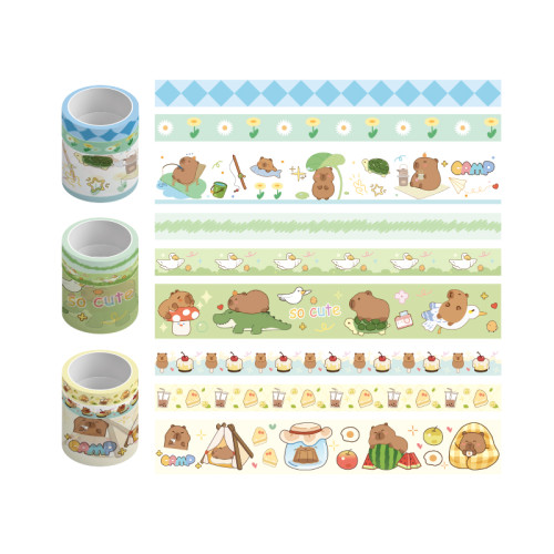 cartoon capybara tape, colored decorative paper tape, student tape, decorative tape, paper tape set