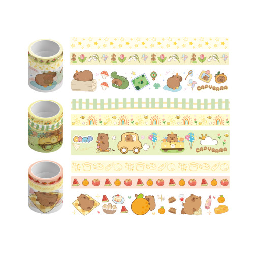 cartoon capybara tape, colored decorative paper tape, student tape, decorative tape, paper tape set