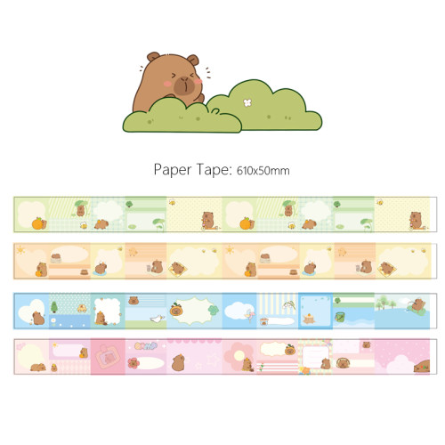 cartoon capybara tape, colored decorative paper tape, student tape, decorative tape, paper tape set