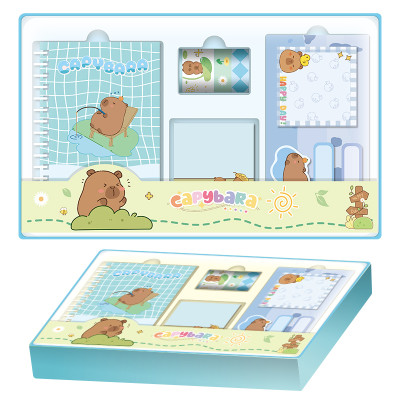 Capybara Stationery gift box, Cartoon Stationery Set ,paper tape stickers, Vertical envelope，page tags, Student gifts