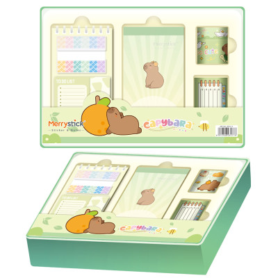 Capybara Stationery gift box, Cartoon Stationery Set ,paper tape stickers, PET index，page tags, Student gifts