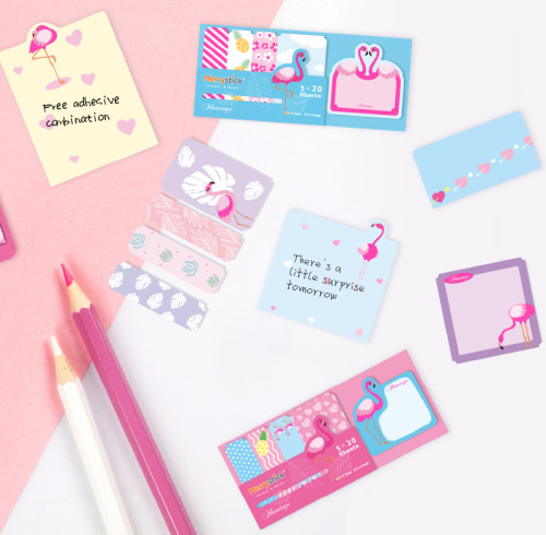 Flamingo Sticky Notes，Cartoon Sticky Notes，page tags, Student Classification，Handheld materials