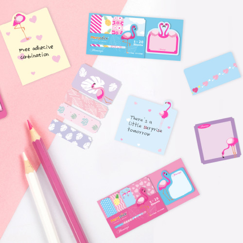 Flamingo Sticky Notes，Cartoon Sticky Notes，page tags, Student Classification，Handheld materials