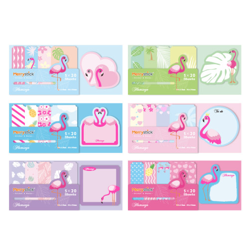 Flamingo Sticky Notes，Cartoon Sticky Notes，page tags, Student Classification，Handheld materials