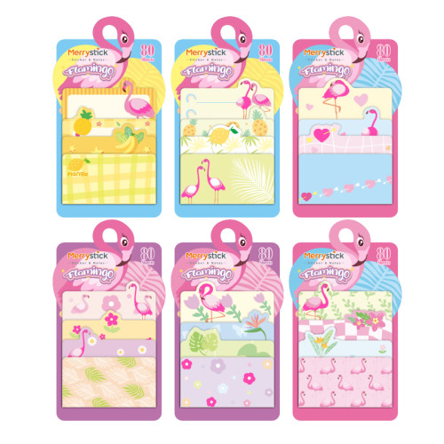 Flamingo Sticky Notes，Cartoon Sticky Notes，page tags, Student sticky notes,Vertical stacking style