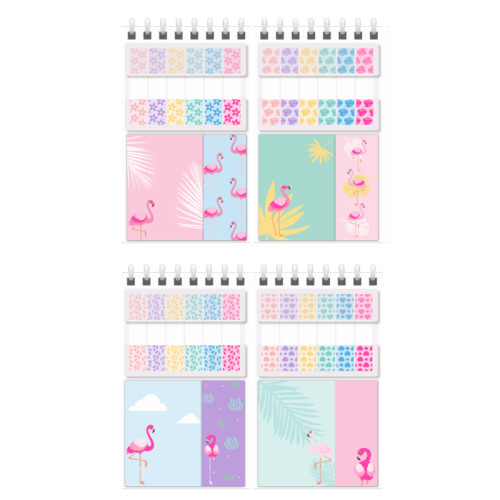 Creative flamingo sticky note combination Spiral Bound Notebook, portable notebook, fluorescent colored sticky note