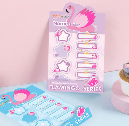 self-adhesive stickers, flamingo name stickers, category label stickers, hand account material stickers