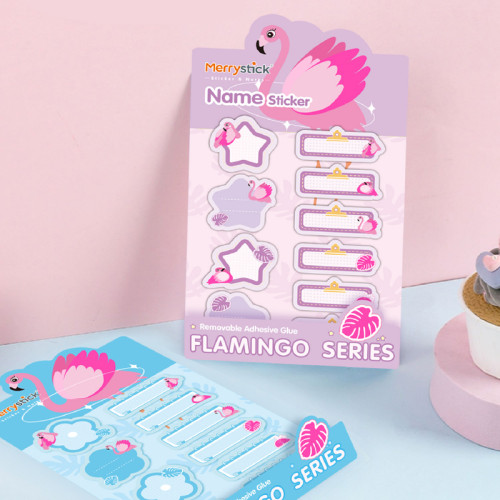 self-adhesive stickers, flamingo name stickers, category label stickers, hand account material stickers