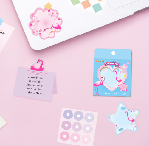 Flamingo Memo Notes and Stickers, Student Hand note,  Free stickers