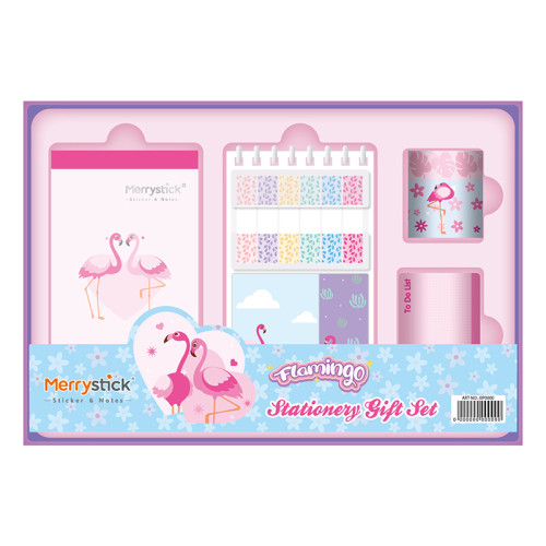 Flamingo Stationery gift box, Cartoon Stationery Set ,paper tape stickers, PET index，page tags, Student gifts