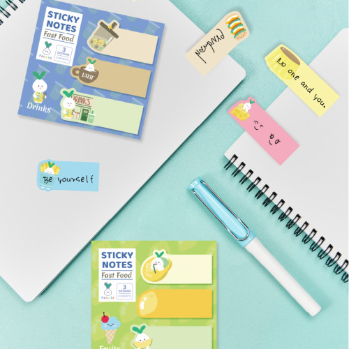 Sticky Notes | Cartoon Sticky Notes  | Student Classification | Colorful Food-Themed Sticky Notes