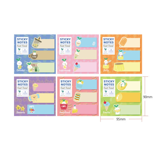 Sticky Notes | Cartoon Sticky Notes  | Student Classification | Colorful Food-Themed Sticky Notes