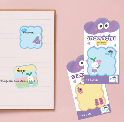 fancin Sticky Notes，rainy day，Cartoon Sticky Notes，page tags, Student sticky notes