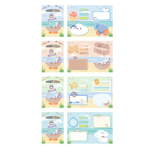fancin Sticky Notes，Pirate Ship Notes，Large combination book，Cartoon Sticky Notes，page tags, Student sticky notes