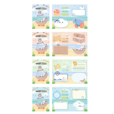 fancin Sticky Notes，Pirate Ship Notes，Large combination book，Cartoon Sticky Notes，page tags, Student sticky notes