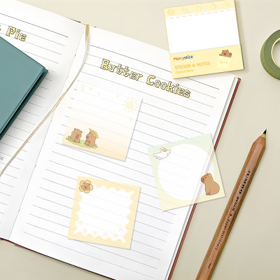 Capybara Transparent shiny sticky notes, creative note stickers, student marked memos, student supplies