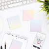 Transparent sticky notes shine, Gradient sticky notes, creative note stickers, student marked memos, student supplies, office supplies