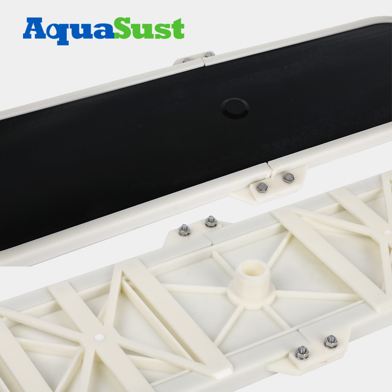 AS-PD650 plate diffuser structure: flat fine bubble membrane mounted on the ribbed base plate and held by the frame