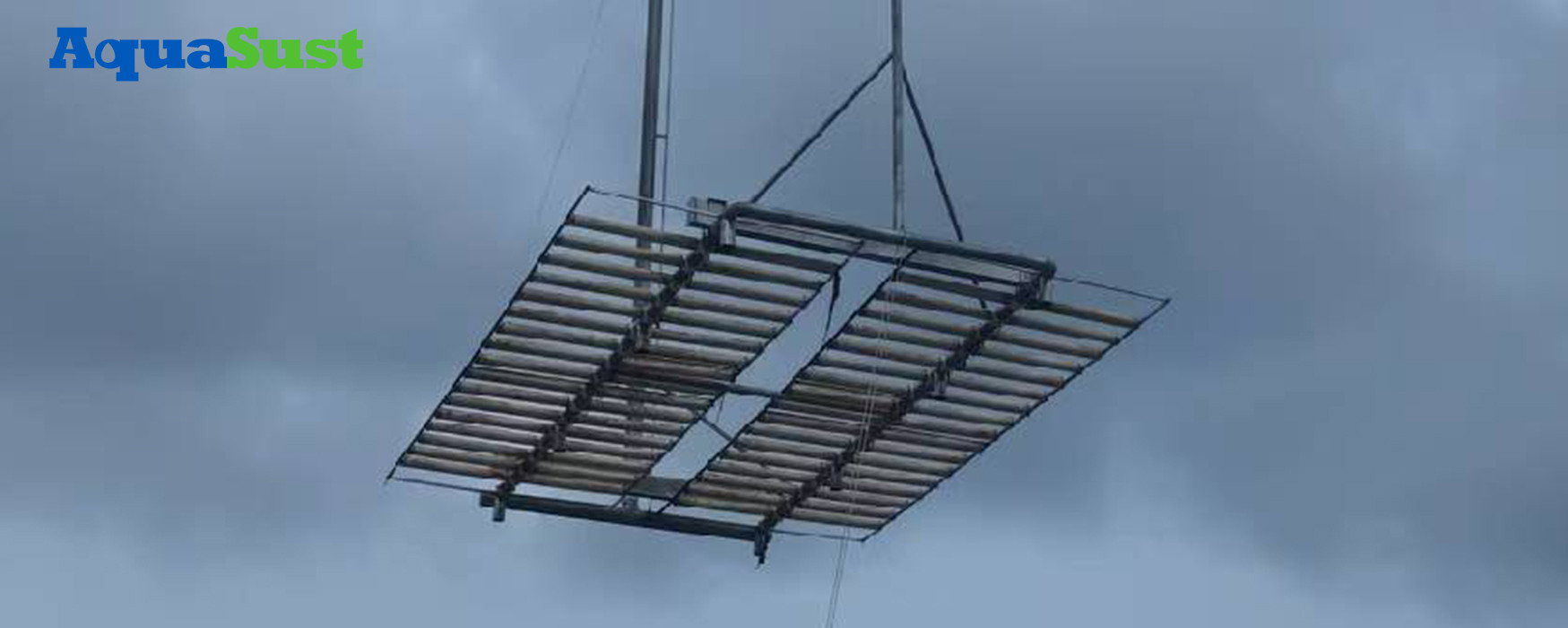 A retrievable aeration diffuser grid lifted to the tank surface for routine inspection. 