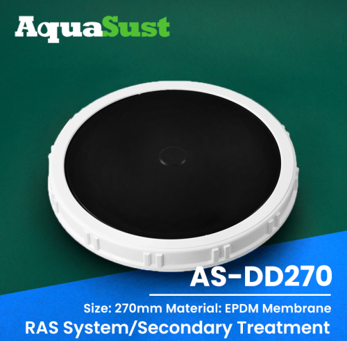 Manufacturer Disc Diffuser AS-DD270 |9"Fine Bubble Diffuser Uniform Bubble Distribution And High Aeration Efficiency | For Textile And Dyeing Wastewater Secondary Treatment