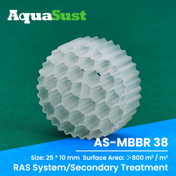 Medios MBBR AS-MBBR38 para el tratamiento secundario de aguas residuales de la industria papelera
