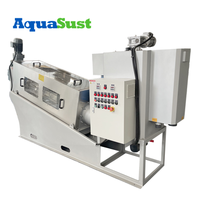 Multi-Plate Screw Press Sludge Dewatering AS-NH401 |Manufacturing Small Screw Press Dewatering For Food And Beverage Industry Wastewater Treatment