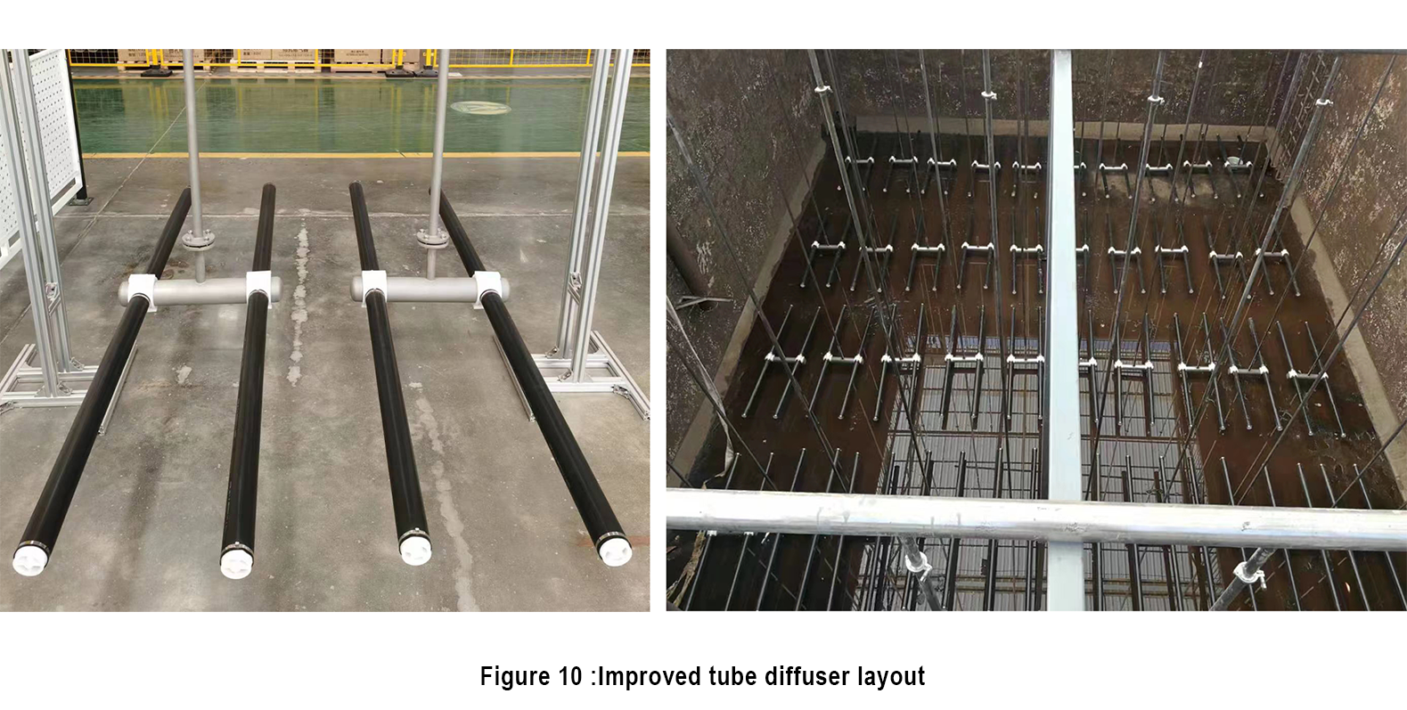Liftable aeration tube- Improved tube diffuser layout