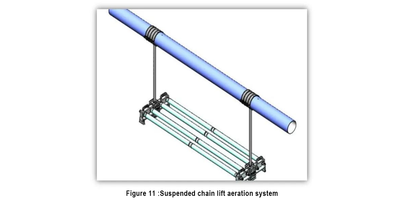 Liftable aeration tube- Suspended chain lift aeration system