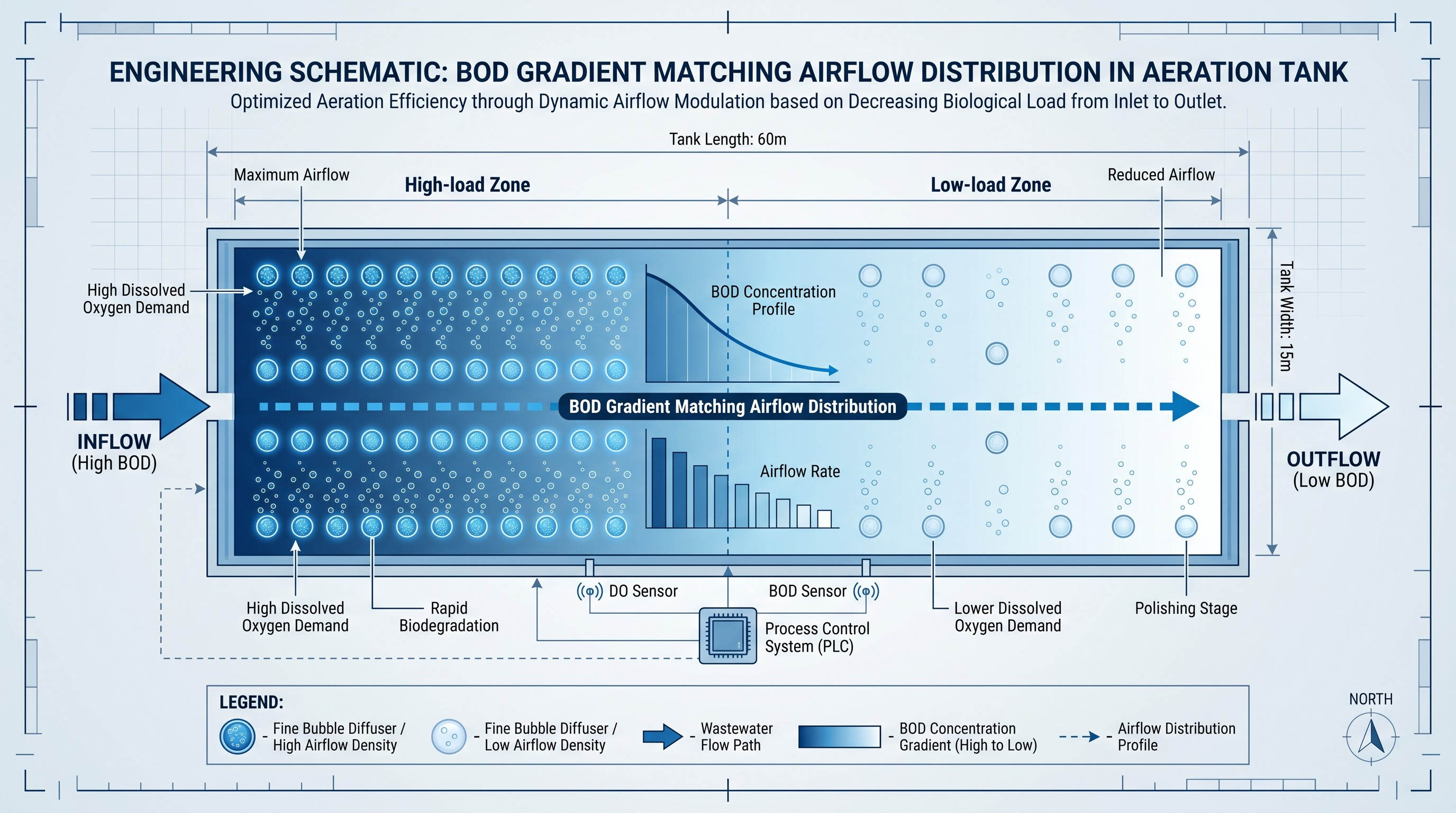 BOD GRADIENT MATCHING AIRFLOW DISTRIBUTION IN AERATION TANK