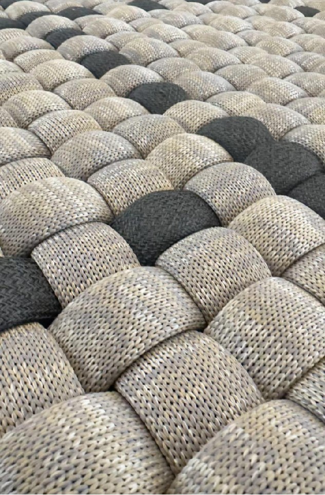 Multicolor Polyester Woven and Rubber Tube Rug