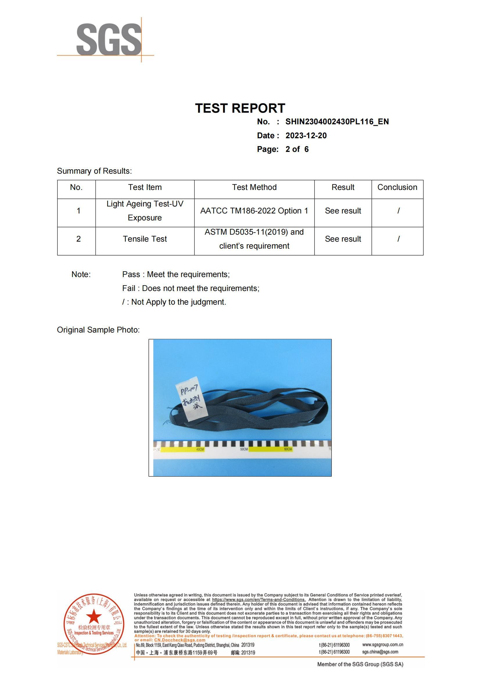 SGS Certificate