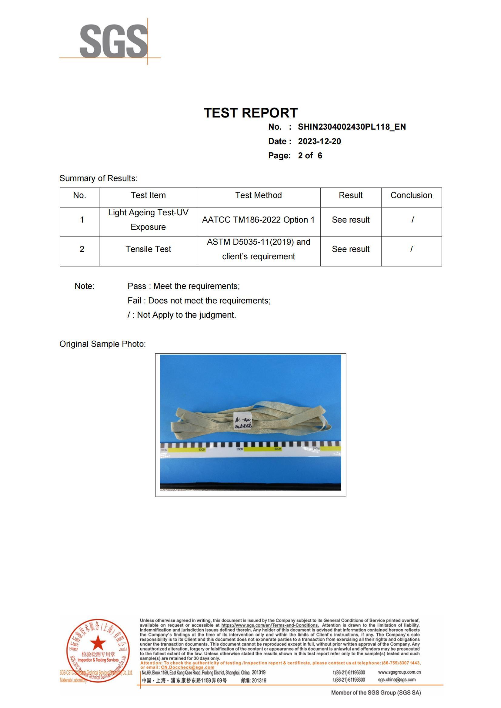 SGS Certificate