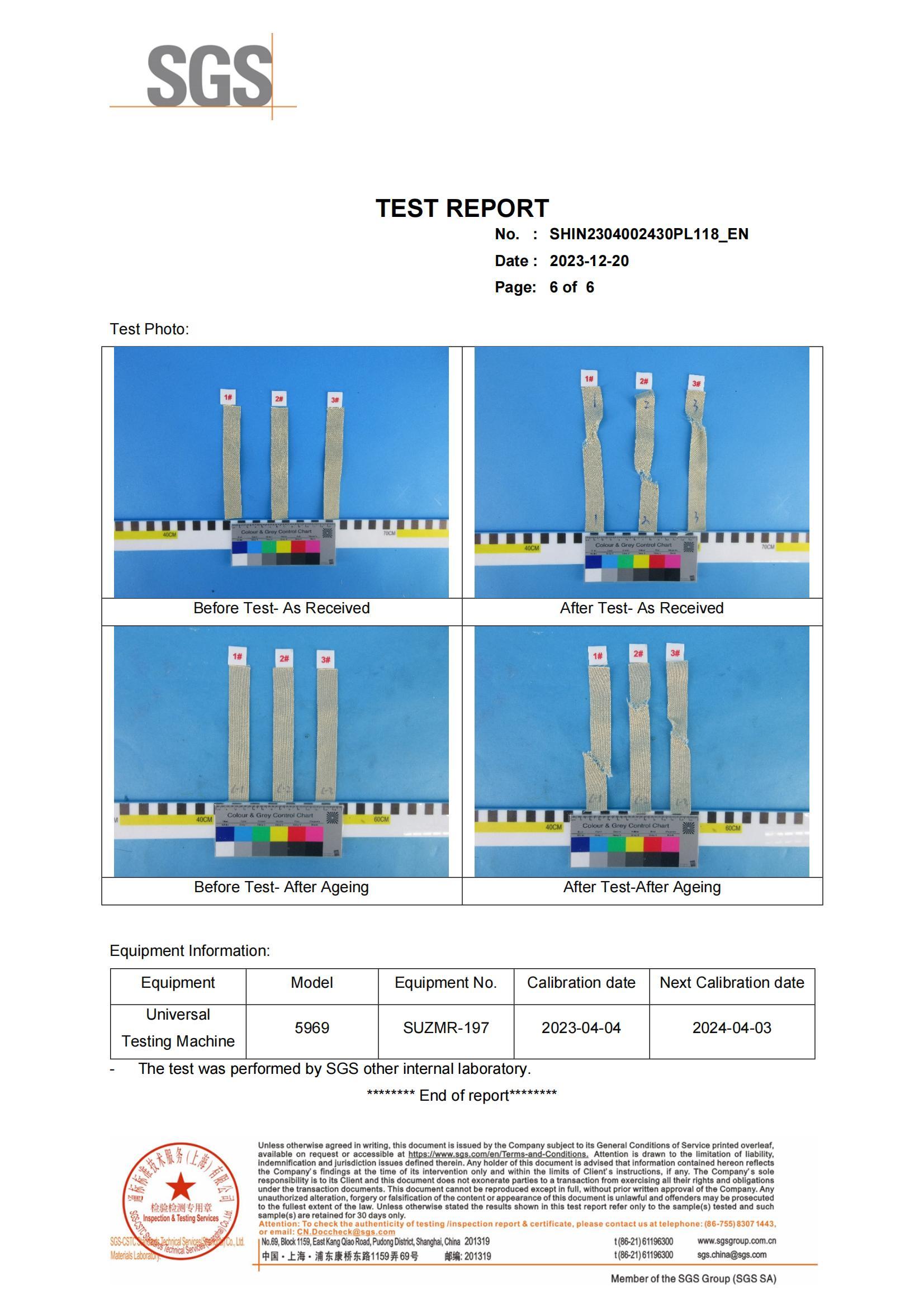 SGS Certificate Report