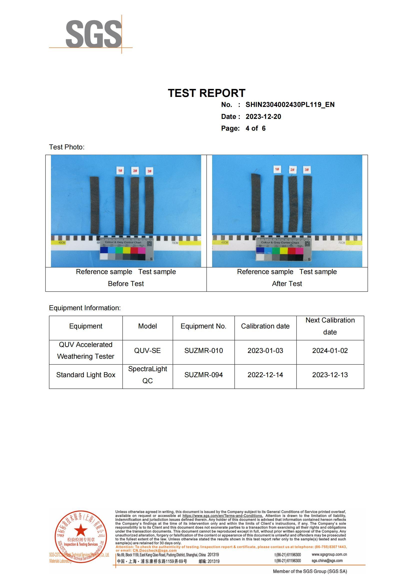 No. SHIN2304002430PL119.SGS Certificate Report