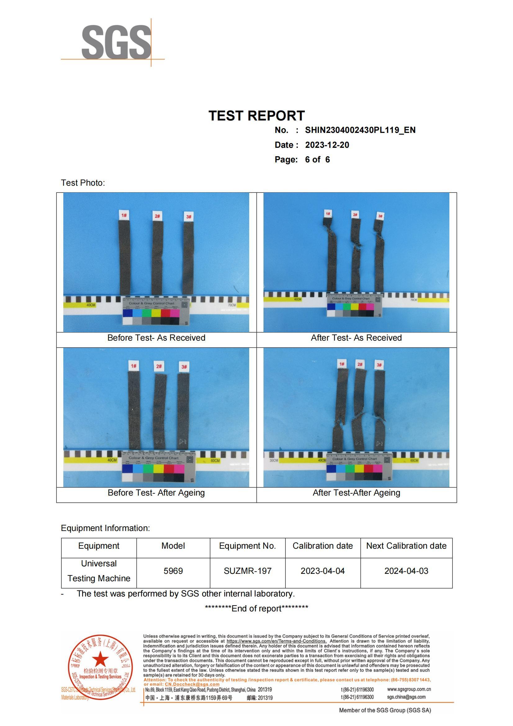 No. SHIN2304002430PL119.SGS Certificate Report