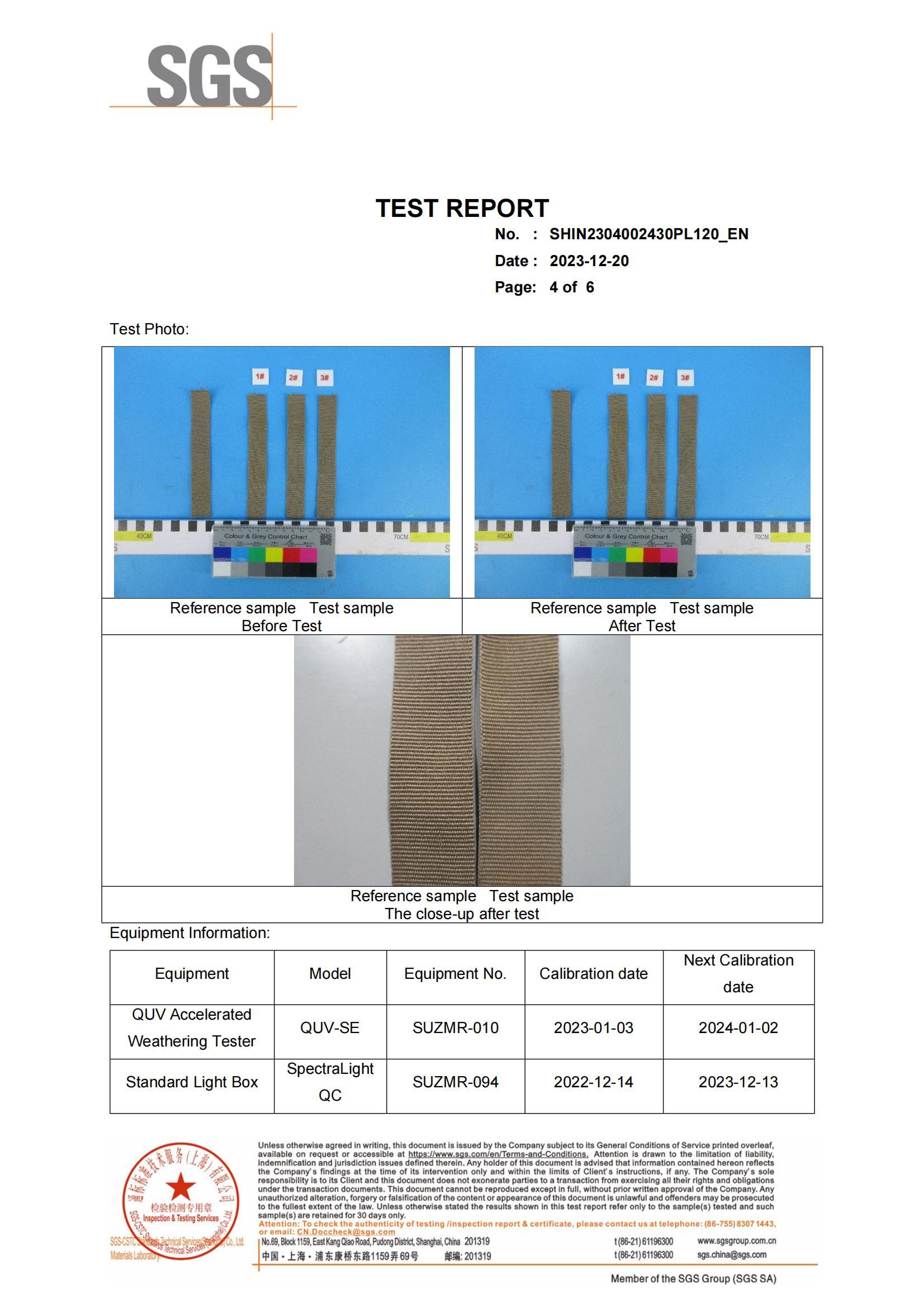 No. SHIN2304002430PL120.SGS Certificate Report