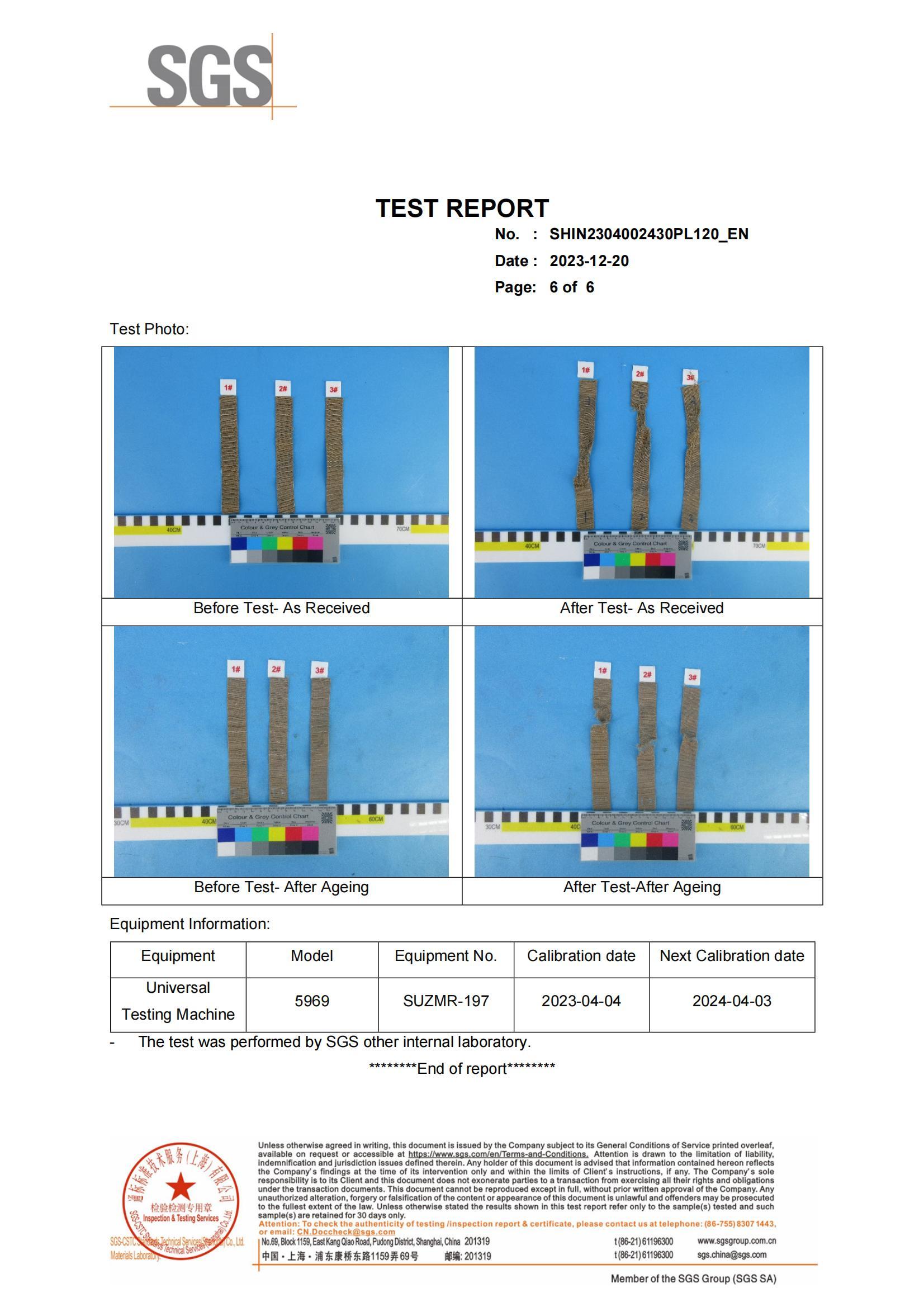 No. SHIN2304002430PL120.SGS Certificate Report