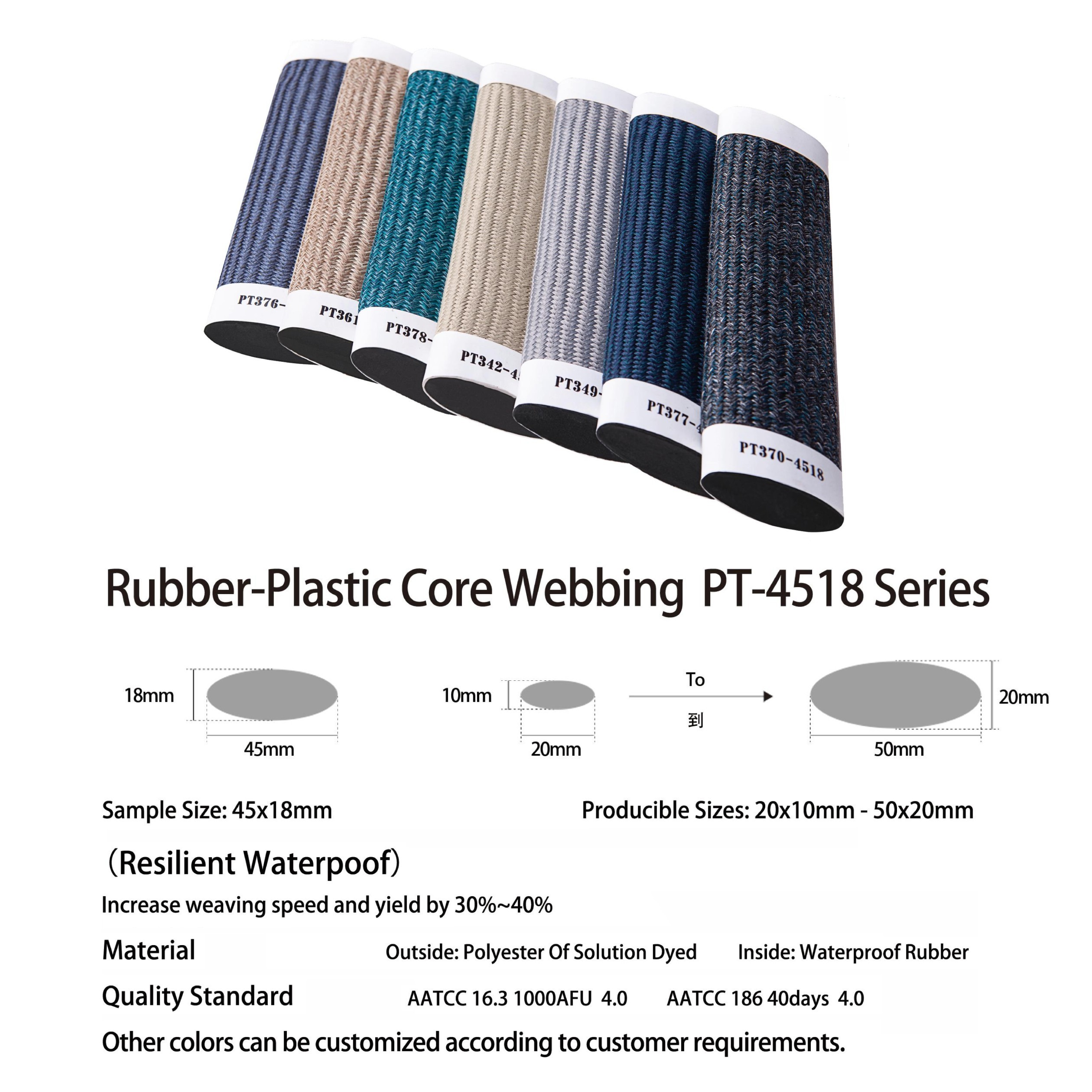 Wholesale Rubber-Plastic Ribbon-4518 Series | Made of Recyclable Materials | Anti-mildew and Antibacterial | Support ODM/OEM