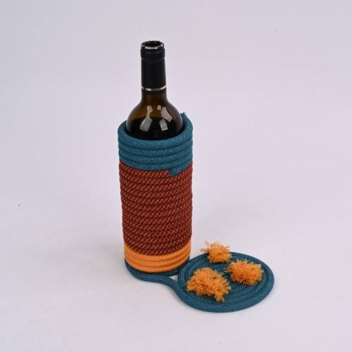 Custom colorful woven wine bottle cover | sturdy and durable | protect wine bottles | table decoration | supplier