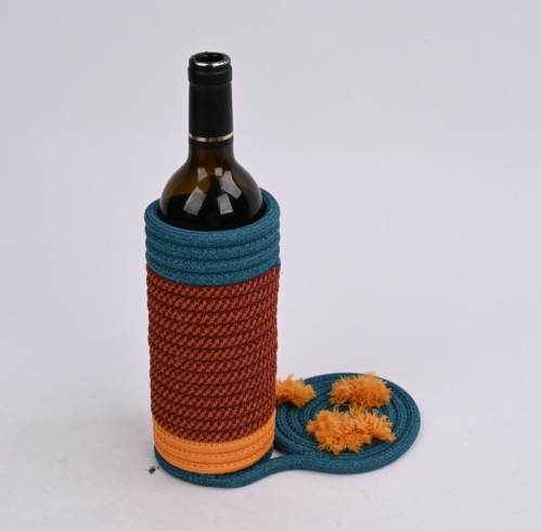 Custom colorful woven wine bottle cover | sturdy and durable | protect wine bottles | table decoration | supplier