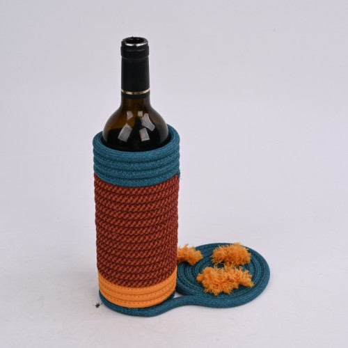 Custom colorful woven wine bottle cover | sturdy and durable | protect wine bottles | table decoration | supplier