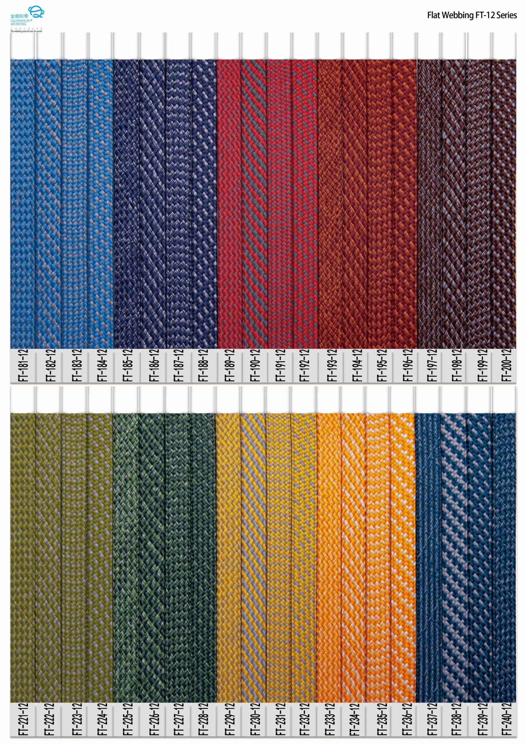 Custom Flat Webbing FT-12 series | Multiple colors to choose from | High-strength webbing | High light fasness | Producer