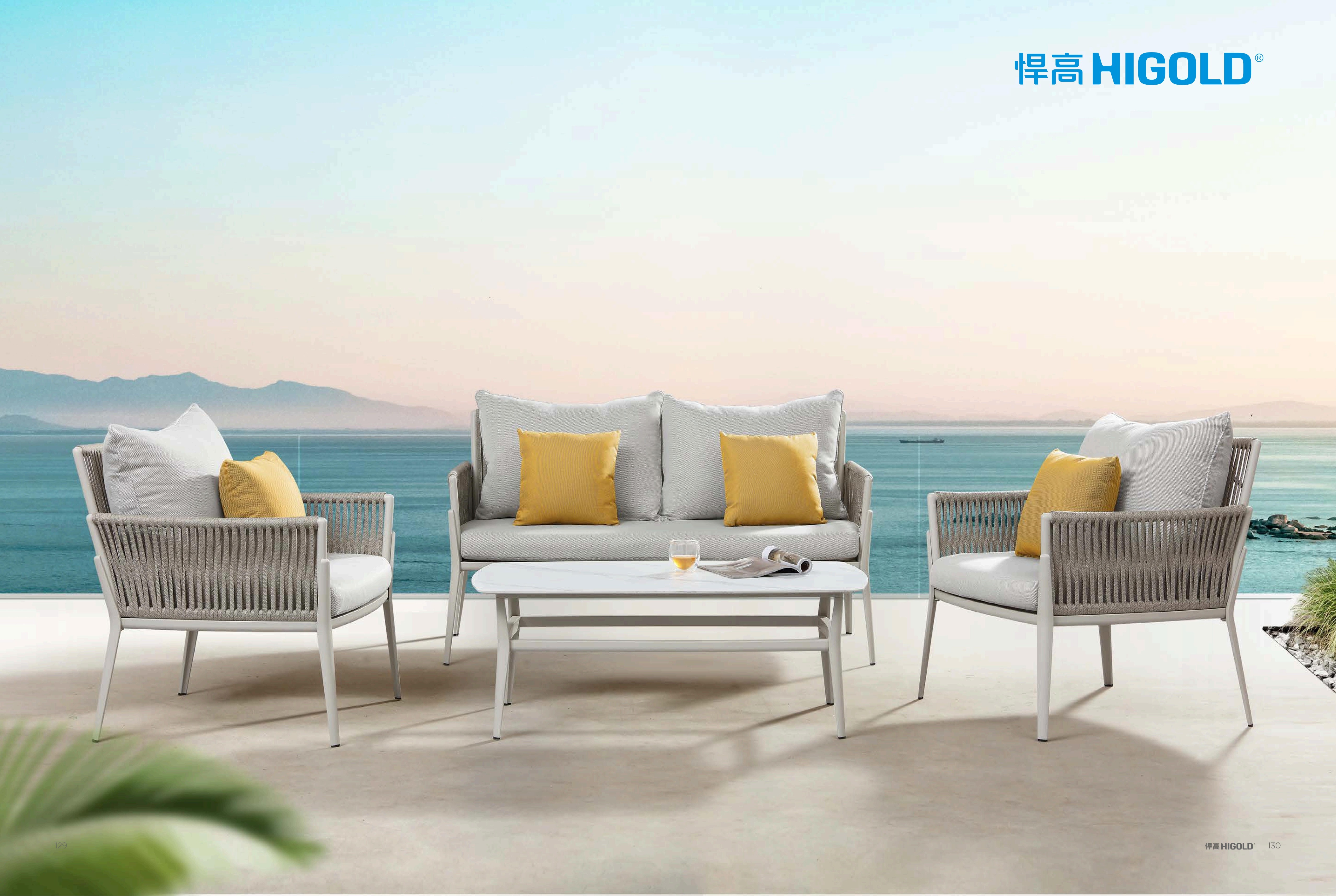 Waterproof olefin rope woven outdoor dining table and chair set